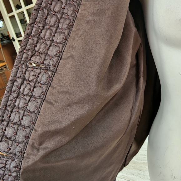 Chico’s- Dark Brown Quilted Button Front Jacket  Chico's Size 1 - Picture 8 of 9